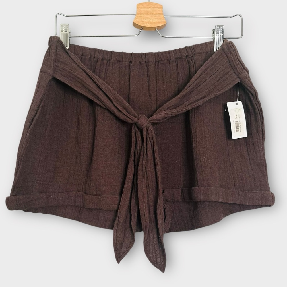 Anaak Maithili Tie Waist Shorts Carob Rich Brown Size 2 NEW